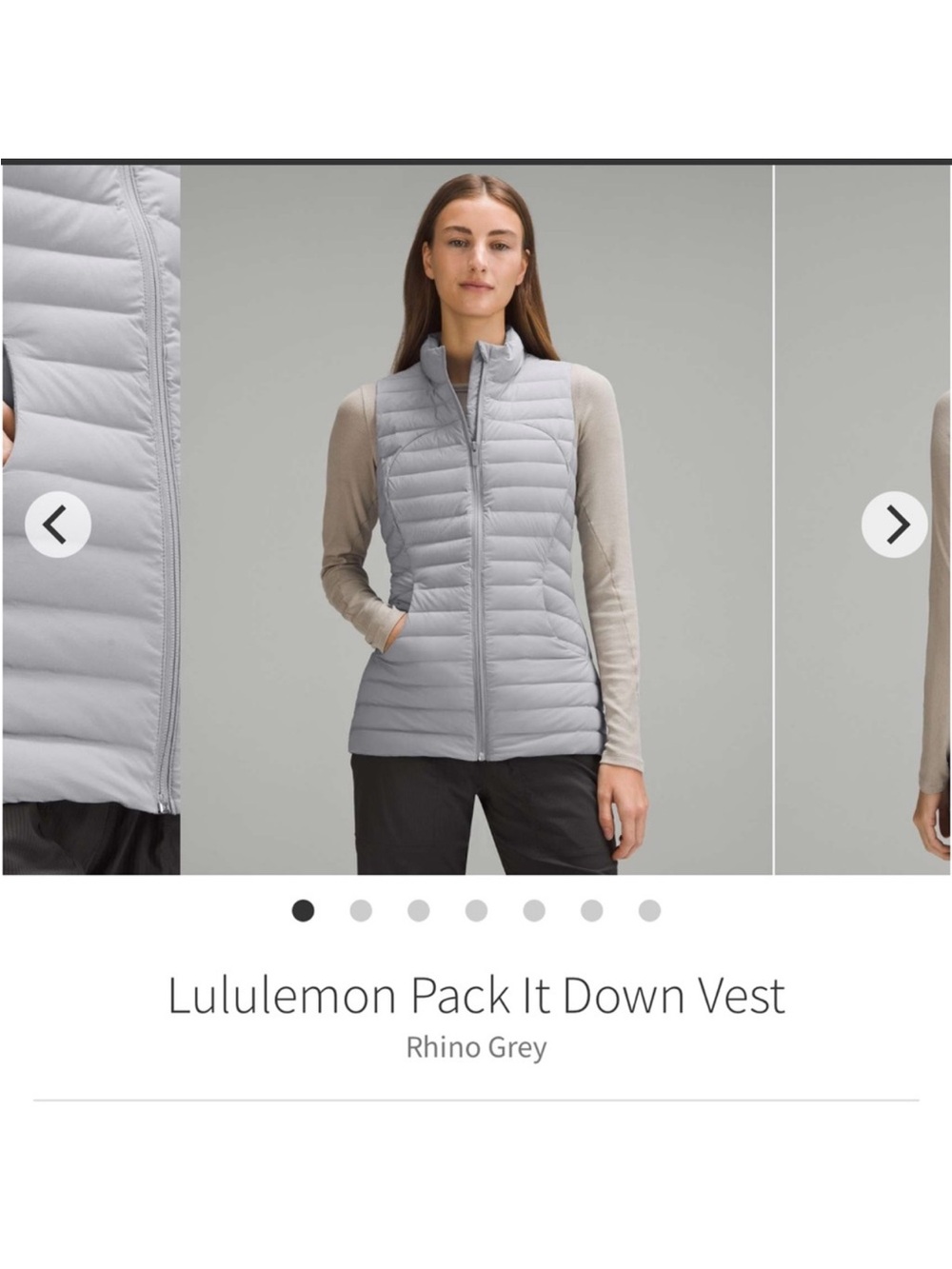 NWT Lululemon Pack It Down Vest Rhino Grey Sz 6